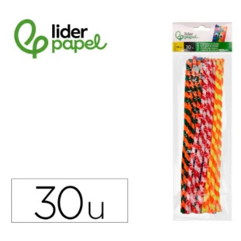 limpiapipas-de-chenilla-liderpapel-30-cm-dos-colores-mate-surtidos-bolsa-de-30-unidades