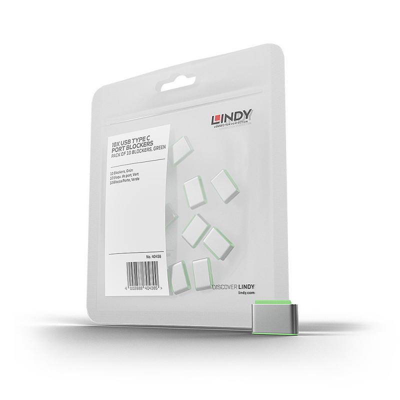 lindy-40438-bloqueador-de-puerto-usb-tipo-c-verde-10-piezas