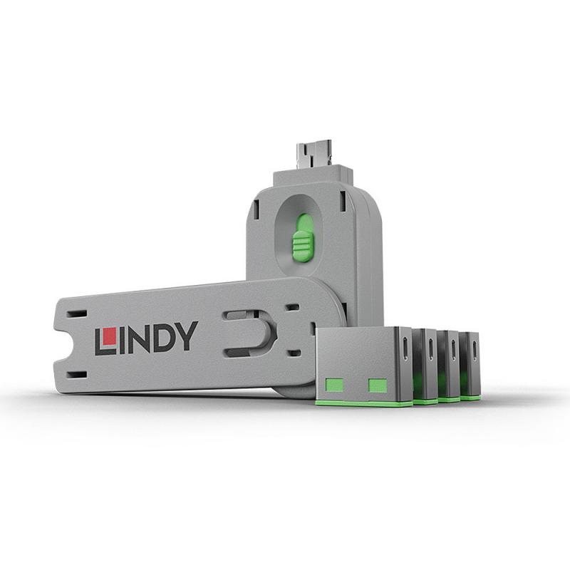 lindy-40451-bloqueador-de-puerto-bloqueador-de-puerto-clave-usb-tipo-a-verde-acrilonitrilo-butadieno-estireno-abs-5-piezas