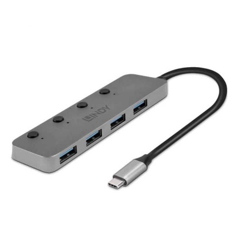 lindy-43383-hub-de-interfaz-usb-32-gen-1-31-gen-1-type-c-5000-mbit-s-gris