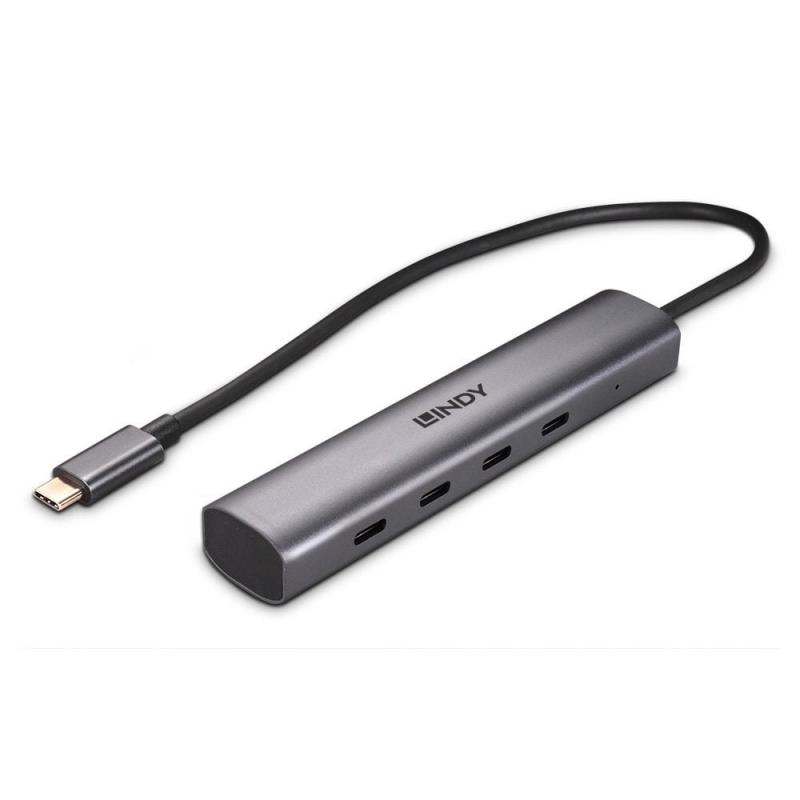 lindy-43384-hub-de-interfaz-usb-tipo-c-10000-mbit-s-gris