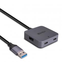 Lindy 43388 hub de interfaz USB 3.2 Gen 1 (3.1 Gen 1) Type-A 5000 Mbit/s Negro, Gris