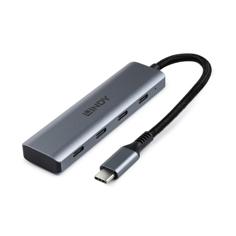 lindy-43414-hub-de-interfaz-usb-32-gen-2-31-gen-2-type-c-10000-mbit-s-gris