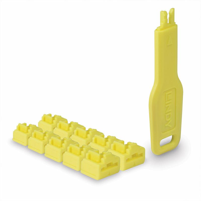 lindy-47900-bloqueador-de-puerto-bloqueador-de-puerto-clave-rj-45-amarillo-acrilonitrilo-butadieno-estireno-abs-10-piezas