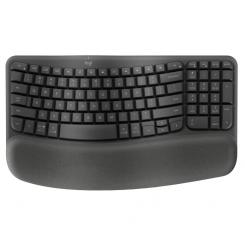 Logitech Wave Keys, teclado ergonómico inalámbrico con reposamuñecas acolchado, escritura cómoda, natural, Easy-Switch, Bluetooth, Logi Bolt, multisistema operativo, Windows/Mac,QWERTY -Grafito