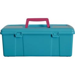 Maletín organizador multiusos 5 litros  5 compartimentos y bandeja extraíble Asa transporte  360x155x145 mm azul mar