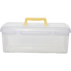 Maletín organizador multiusos 5 litros  5 compartimentos y bandeja extraíble Asa transporte  360x155x145 mm cristal transparente