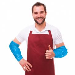 Manguitos de polietileno color azul, caja 100 uds