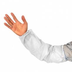 Manguitos en TNT de polipropileno plastificado color blanco, caja 50 uds