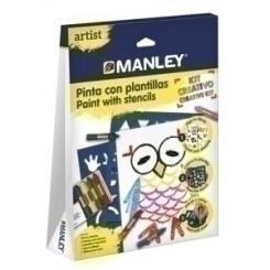 Manley Artist Pinta Con Plantillas (10 Ceras Manley + 4 Laminas + 2 Plantillas + 1 Guia De Dibujos + 1 Guia Uso)
