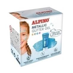 Maquillaje Alpino Glitter Gel Metalico Azul Estuche De 6