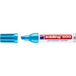 Edding 500 Marcador permanente punta de fieltro biselada. Recargable. Trazo: 2-7 mm. Color azul claro