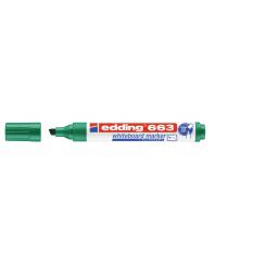 Edding 663 Marcador para pizarras blancas y superficies no porosas. Cuerpo de plástico y punta biselada.Trazo: 1-5 mm. Sistema Cap-off. Color verde