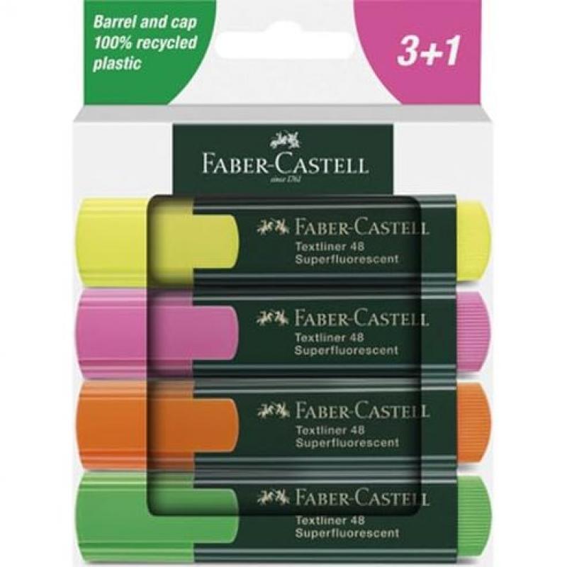 Marcador Fluor FABER-CASTELL Textliner 48  Estuche de 4 surtido