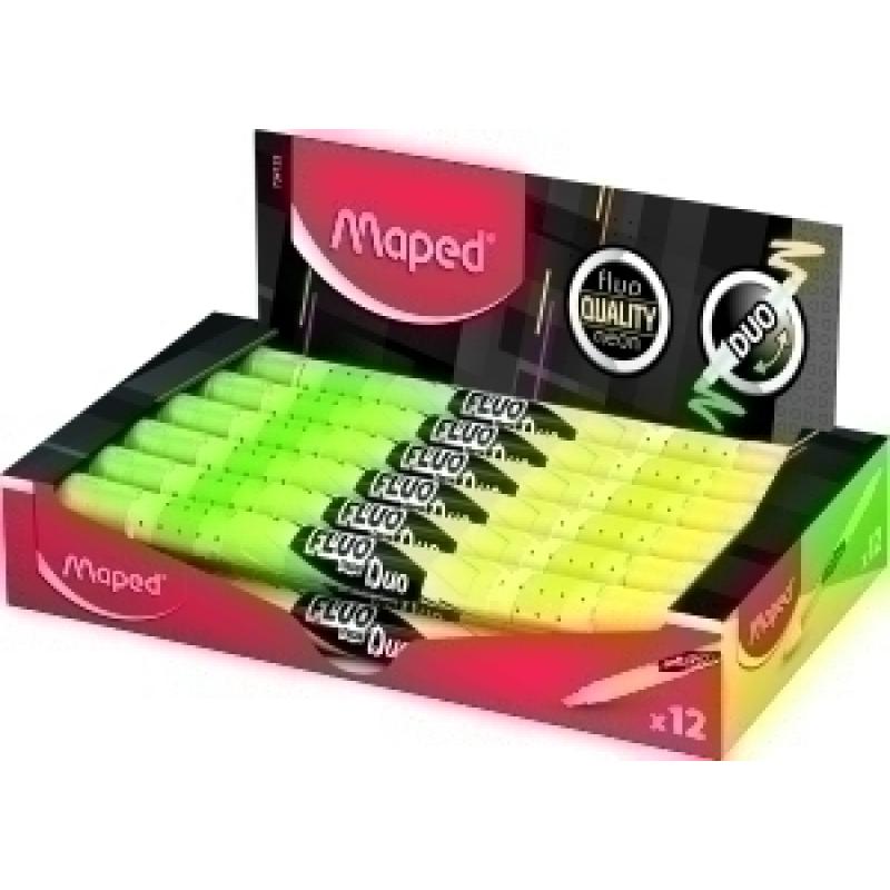 marcador-fluor-maped-fluo-duo-amarillo-verde-caja-de-12