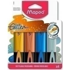 Marcador Fluor Maped Fluo Peps Metal Glitter  Pack De 4