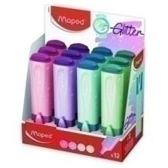 Marcador Fluor Maped Fluo Peps Pastel Glitter Expositor De 12
