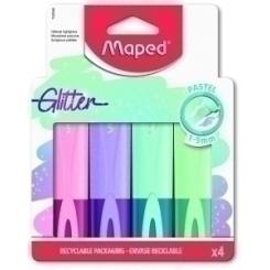 Marcador Fluor Maped Fluo Peps Pastel Glitter  Pack De 4