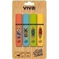Marcador Fluor Molin Viva Surf Blister De 4 Colores
