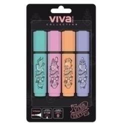 Marcador Fluor Molin Viva Tatto Blister De 4 Colores
