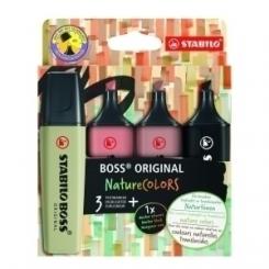 Marcador Fluor Stabilo Boss 70 Nature Colors Estuche De 4 (Verde Barro, Siena, Ocre Oscuro Y Negro)