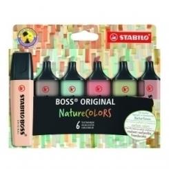 Marcador Fluor Stabilo Boss 70 Nature Colors Estuche De 6 (Verde Barro, Verde Tierra, Ocre Oscuro, Siena, Beige Y Gris Calido)