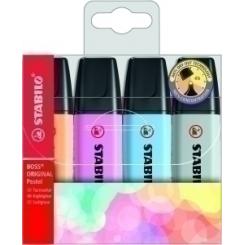 Marcador Fluor Stabilo Boss 70  Pastel Estuche De 4 (Naranja Palido, Azul Ventoso, Fucsia Helado, Gris Polvoriento)