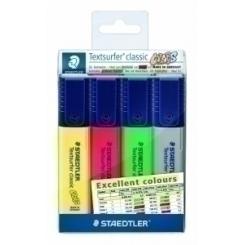 Marcador Fluor Staedtler 364 Textsurfer Classic Estuche De 4 (Amarillo, Rojo, Verde, Gris)