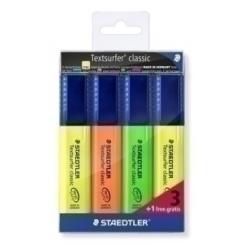 Marcador Fluor Staedtler 364 Textsurfer Classic Surtido Estuche De 4 (3+1 Regalo)