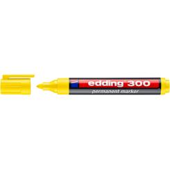 Edding 300 marcador permanente con punta redonda. Cuerpo de plástico. Recargable con tintero MTK 25. Trazo: 1,5-3 mm. Color amarillo