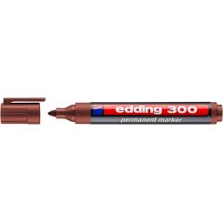 Edding 300 marcador permanente con punta redonda. Cuerpo de plástico. Recargable con tintero MTK 25. Trazo: 1,5-3 mm. Color marrón