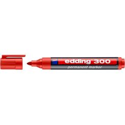 Edding 300 marcador permanente con punta redonda. Cuerpo de plástico. Recargable con tintero MTK 25. Trazo: 1,5-3 mm. Color rojo