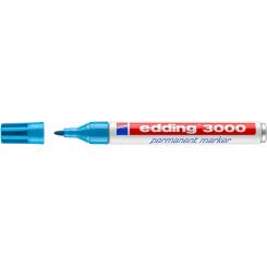Edding 3000 Marcador punta cónica, cuerpo de aluminio. Tinta permanente. Rellenable. Trazo: 1,5 - 3 mm. Color azul claro