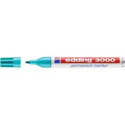 Edding 3000 Marcador punta cónica, cuerpo de aluminio. Tinta permanente. Rellenable. Trazo: 1,5 - 3 mm. Color azul turquesa