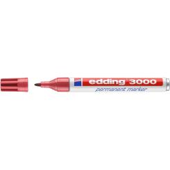 Edding 3000 Marcador punta cónica, cuerpo de aluminio. Tinta permanente. Rellenable. Trazo: 1,5 - 3 mm. Color carmín