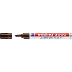 Edding 3000 Marcador punta cónica, cuerpo de aluminio. Tinta permanente. Rellenable. Trazo: 1,5 - 3 mm. Color marrón oscuro