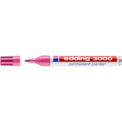 Edding 3000 Marcador punta cónica, cuerpo de aluminio. Tinta permanente. Rellenable. Trazo: 1,5 - 3 mm. Color rosa