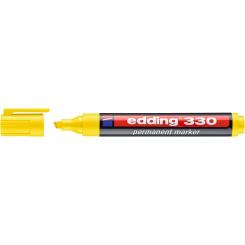 Edding 330 Marcador permanente con punta biselada. Cuerpo de plástico. Recargable con tintero MTK 25. Trazo: 1-5 mm. Color amarillo