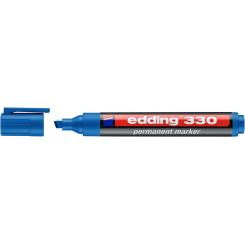 Edding 330 Marcador permanente con punta biselada. Cuerpo de plástico. Recargable con tintero MTK 25. Trazo: 1-5 mm. Color azul claro