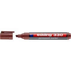 Edding 330 Marcador permanente con punta biselada. Cuerpo de plástico. Recargable con tintero MTK 25. Trazo: 1-5 mm. Color marrón