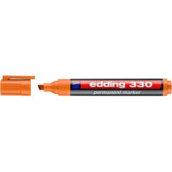Edding 330 Marcador permanente con punta biselada. Cuerpo de plástico. Recargable con tintero MTK 25. Trazo: 1-5 mm. Color naranja