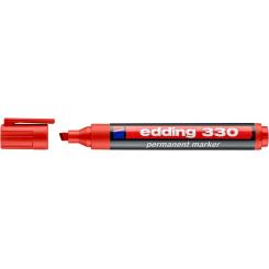 Edding 330 Marcador permanente con punta biselada. Cuerpo de plástico. Recargable con tintero MTK 25. Trazo: 1-5 mm. Color rojo