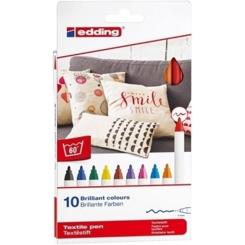 MARCADOR TEXTIL EDDING 4600 (fino) COLORES BASICOS CAJA de 10