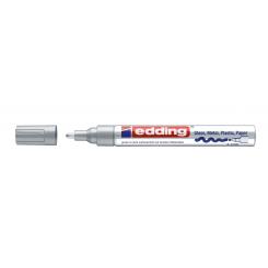 Edding 750 Marcador con tinta opaca (efecto lacado) altamente permanente, punta redonda. Trazo: 2-4 mm. Color plata
