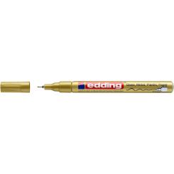 Edding 780 Marcador de tinta opaca ( efecto lacado ) altamente permanente. Punta fina redonda engastada en metal. Trazo: 0,8 mm. Color oro