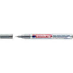 Edding 780 Marcador de tinta opaca ( efecto lacado ) altamente permanente. Punta fina redonda engastada en metal. Trazo: 0,8 mm. Color plata