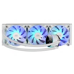Mars Gaming ML-LCD360, Refrigeración Líquida AIO, TDP 600W, 3x Ventiladores FDB ARGB 120mm, Pantalla LCD con Monitoreo de Temperatura, Bomba Opti-Chamber 3rd Gen, Multisocket Universal, Blanco