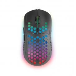 Mars Gaming MMW3, Ratón Gaming Inalámbrico, RGB Flow, Ultraligero 79g, 3200DPI, Negro