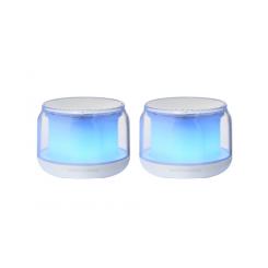 Mars Gaming MS-AURA, Altavoces Bluetooth 5.3, Chipset DSP Personalizado 15W, Iluminación RGB con Diseño ClearView 360º, Altavoces Compactos con Caja de Control de Volumen y RGB, Entrada AUX-IN, Blanco