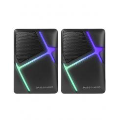Mars Gaming MS-H, Altavoces Gaming RGB Flow, Drivers Invertidos y Sonido 3D-Surround 10W, Altavoces Compactos con Caja de Control de Volumen, Conexión Universal Jack 3.5mm, Negro